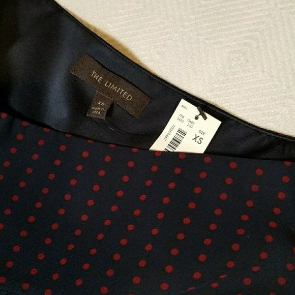 VINTAGE Navy Skirt w/ Red Polka Dots - Picture 3 of 4